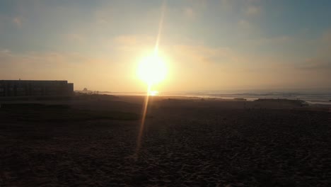 the casablanca beach at sunset. camera panning to the left.