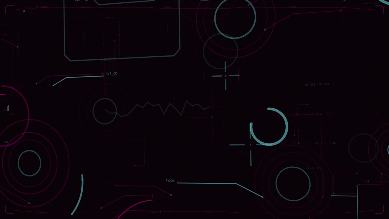Startup pulse starting HUD on transparent bg, cyan arcs rotating, rings pulsing for scanning