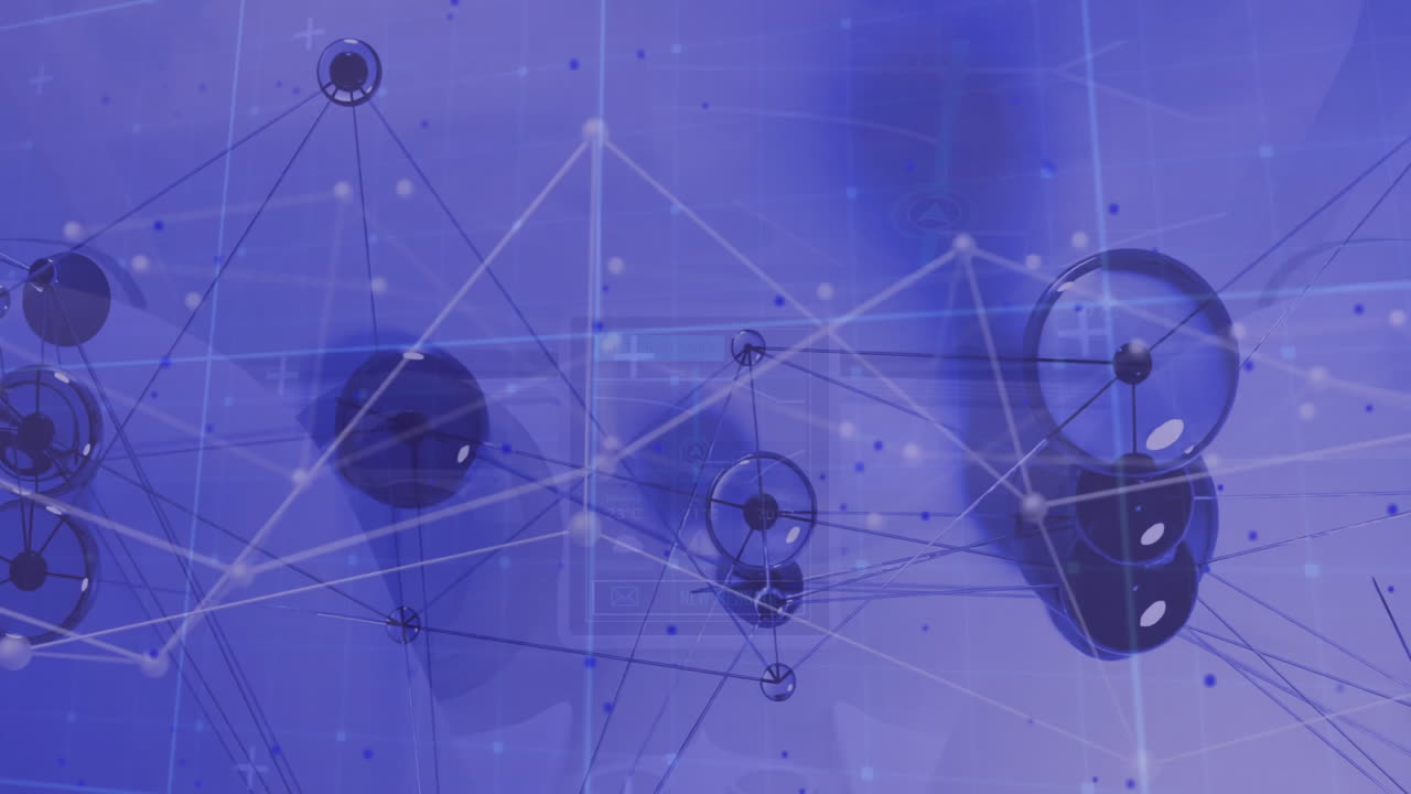 움직이는 구로 연결된 네트워크의 애니메이션