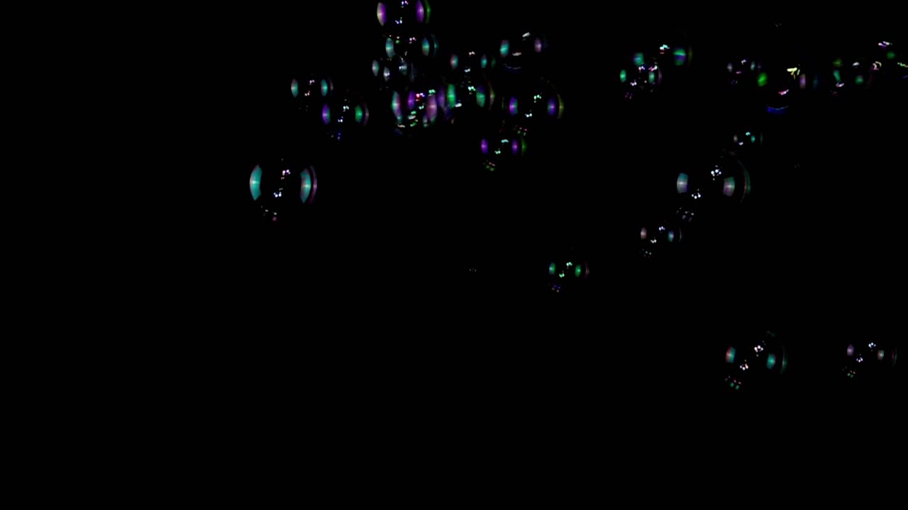 Colorful Soap Bubbles on Black Background