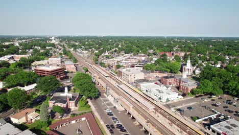 Floral-Park,-Long-Island,-New-York,-aerial-view,-4K