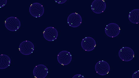 Seamless-pattern-purple-circles-connected-by-lines-on-dark-blue-background