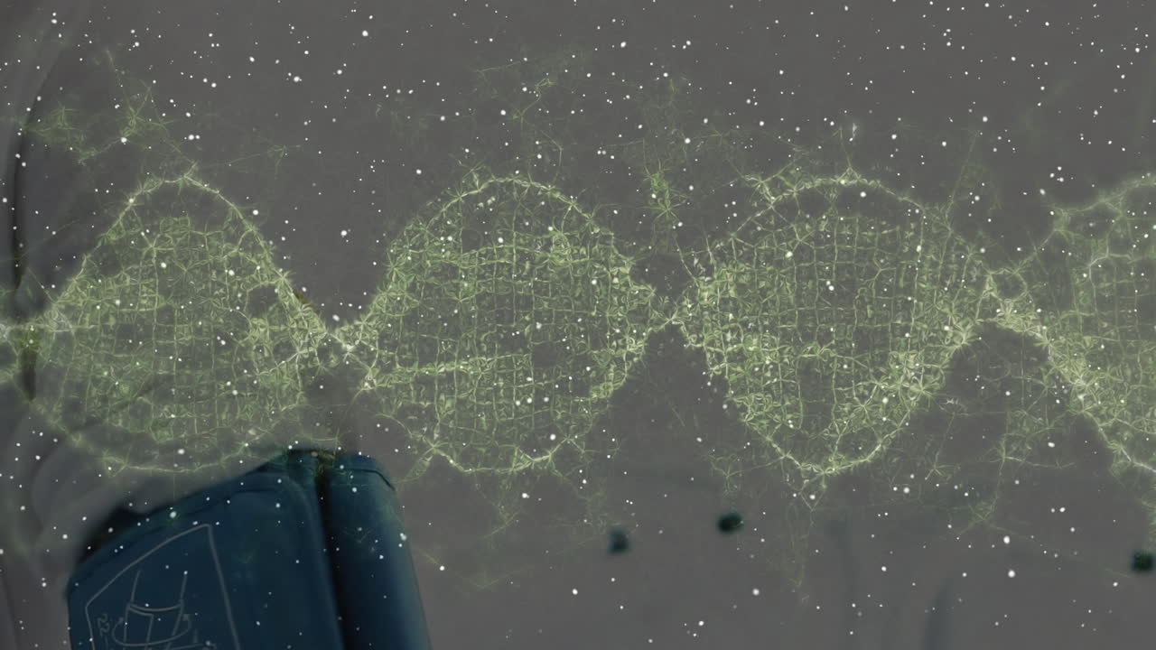 Animation of dna strand over patient with pressure equipment