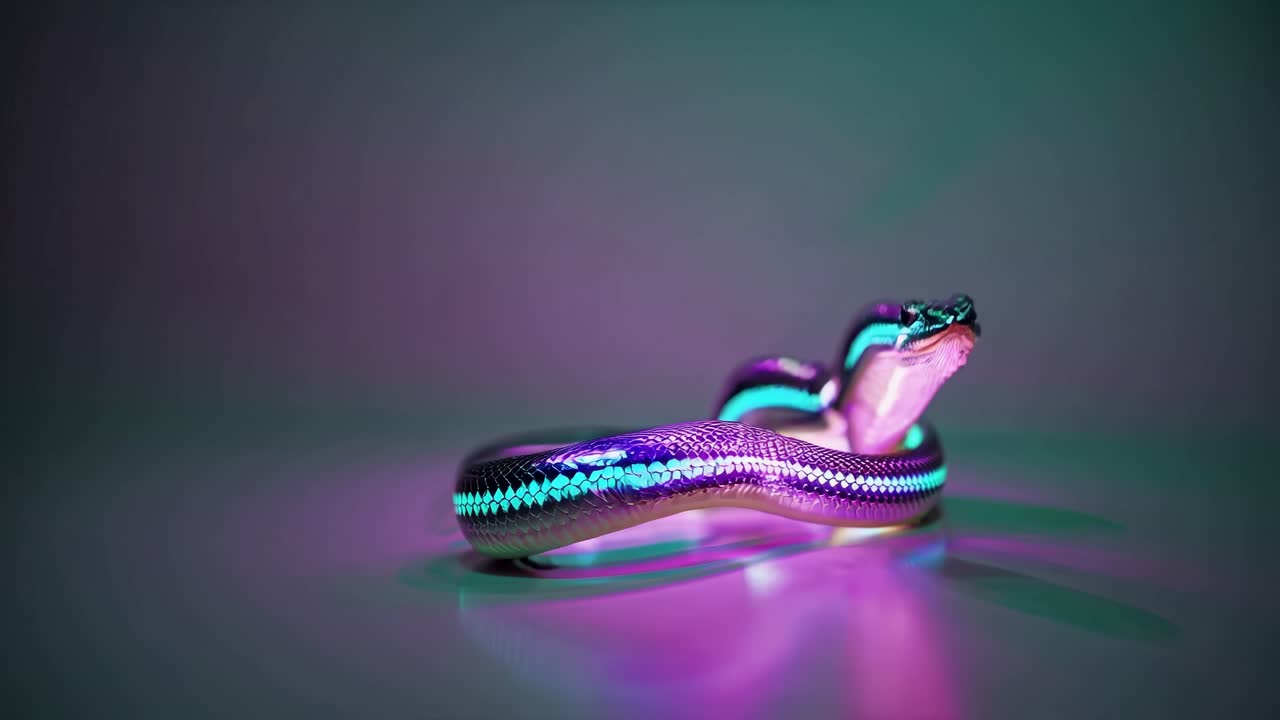 Glowing Metallic Snake Art