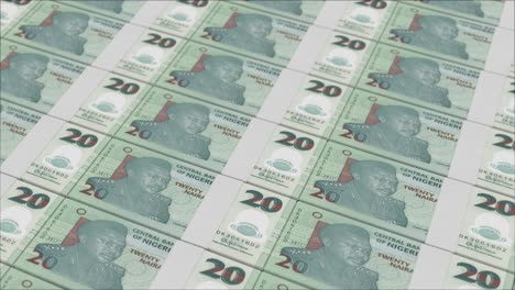 20 nigerian naira banknotes printed by a money press