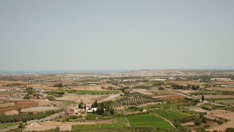 scenic aerial view of countryside plain landscape in malta island