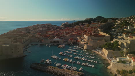 dubrovnik, croatia: aerial view of the old town and port