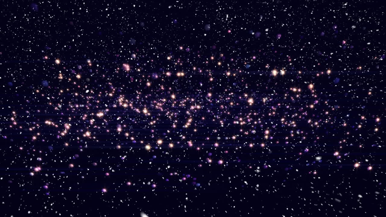 밝은 보라색 불빛 위에 내리는 눈의 애니메이션