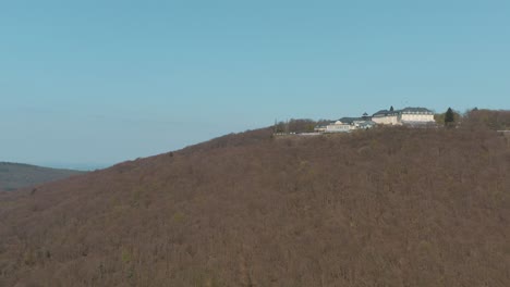 drone shot of petersberg near bonn - königswinter siebengebirge 30p