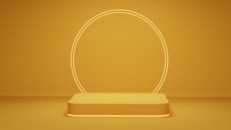 podio de cubo de esquina redondo amarillo con borde dorado