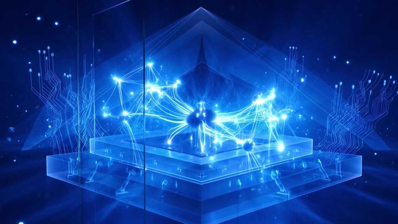 Abstract Digital Network Connection and Data Processing Visualization