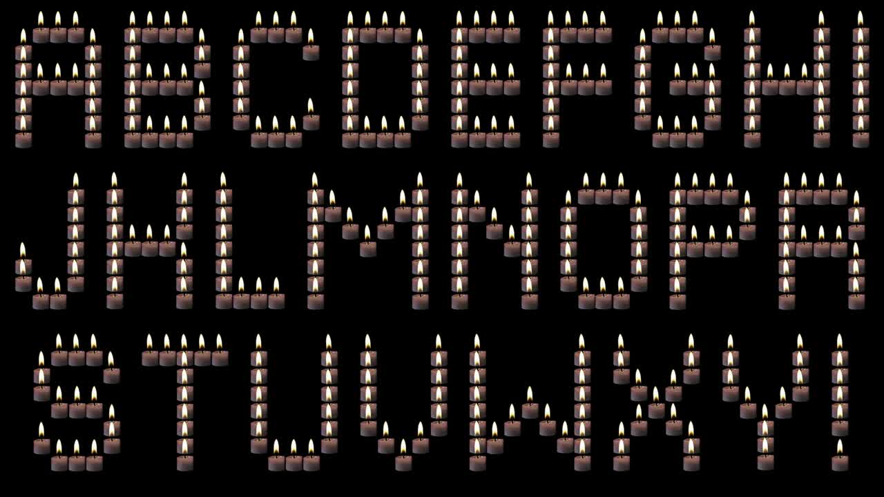 불 글자, 애니메이션 알파, 단어와 문장을 구성하는 세트, 알파 채널, 루프