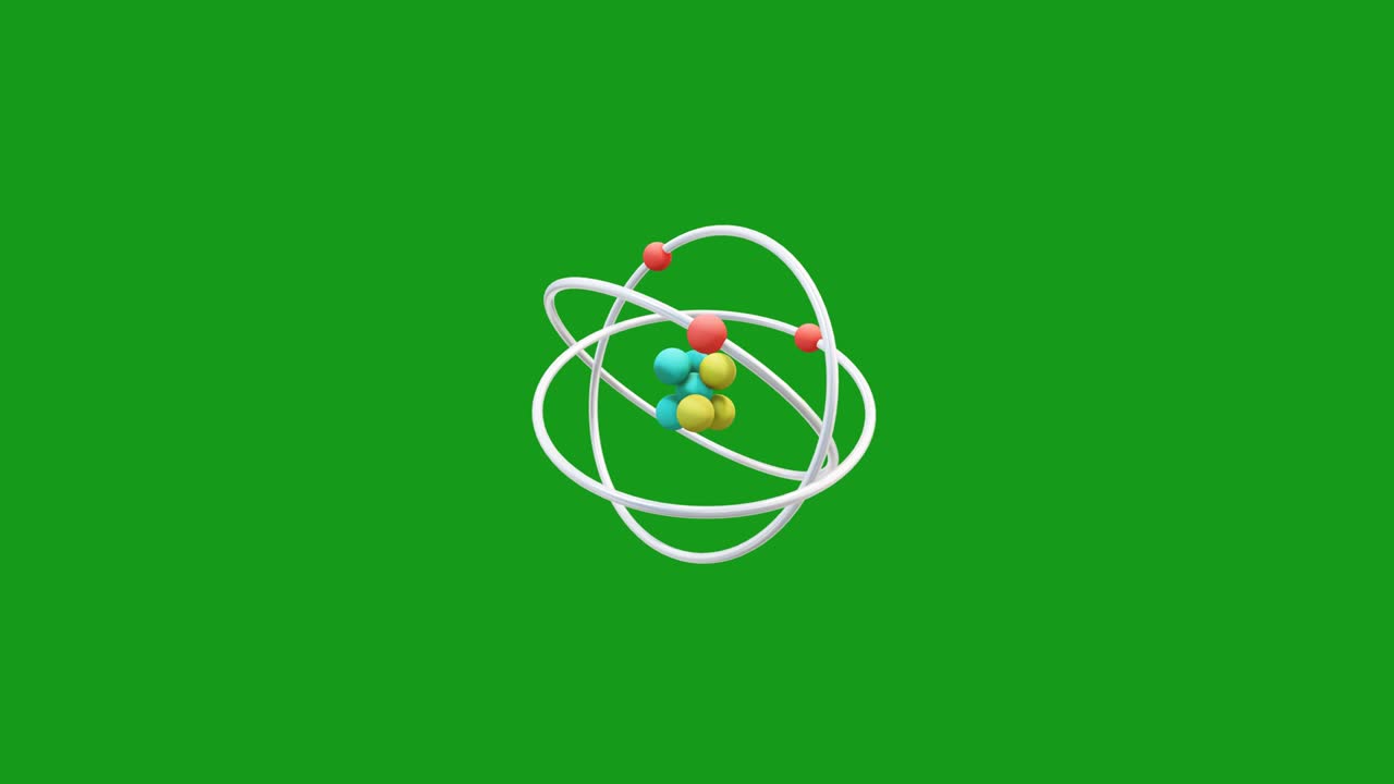 Rotating atoms green screen motion graphics