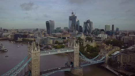 Aerial-view-of-Tower-Bridge-and-downtown-London