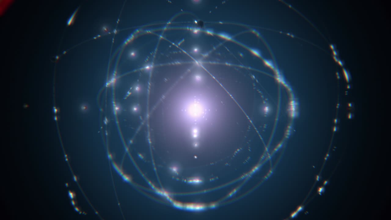 원자핵과 전자의 애니메이션 모델 - 파란색