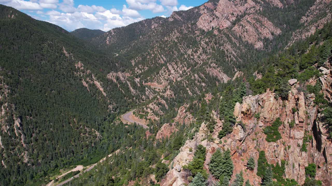 Frontier Pathways Scenic and Historic Byway, Colorado USA. Drone Aerial View of Landscape and Mountain Pass