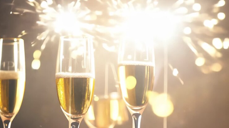 Brindisi con champagne e stelle scintillanti