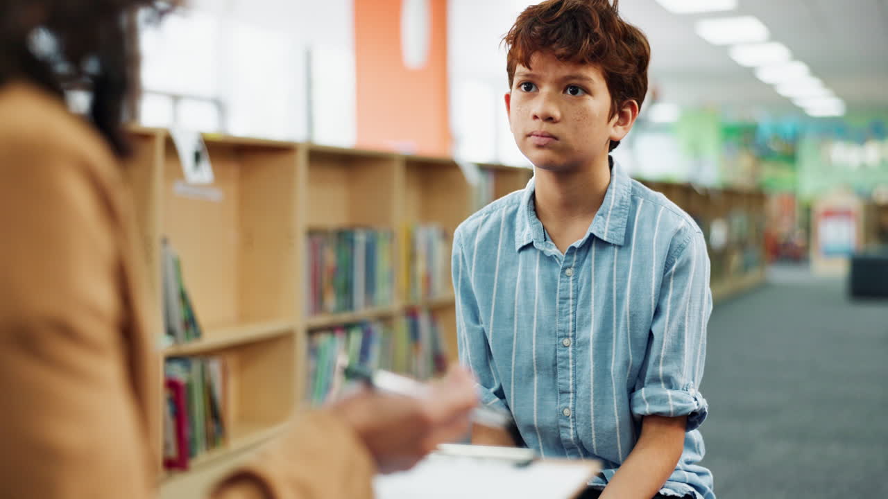 A boy is in a therapy session