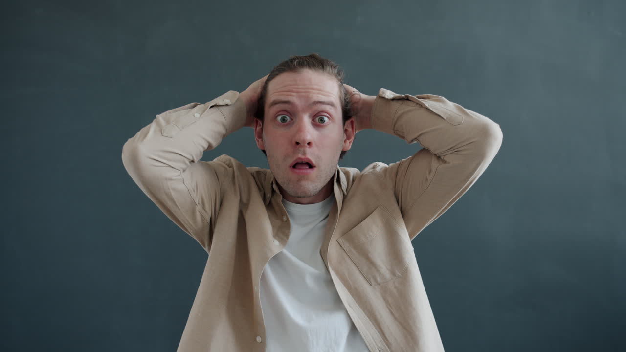 Man Expressing Surprise and Shock