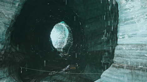 static shot of the katla ice cave near vik in southern iceland