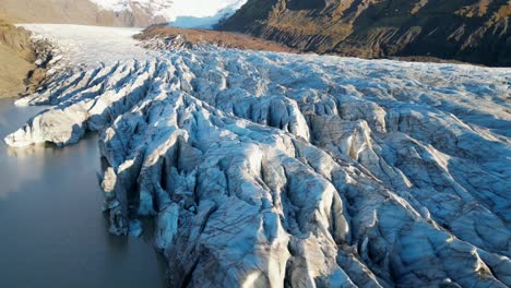 Drone-shot-of-glacier-in-Iceland-during-winter-in-the-morning