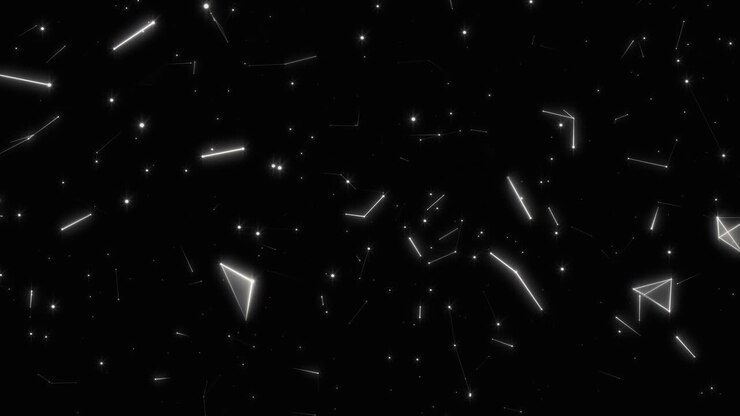 Particelle Plexus bianche luminose su sfondo nero.