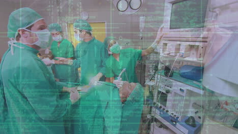 animación del procesamiento de datos sobre diversos cirujanos y pacientes