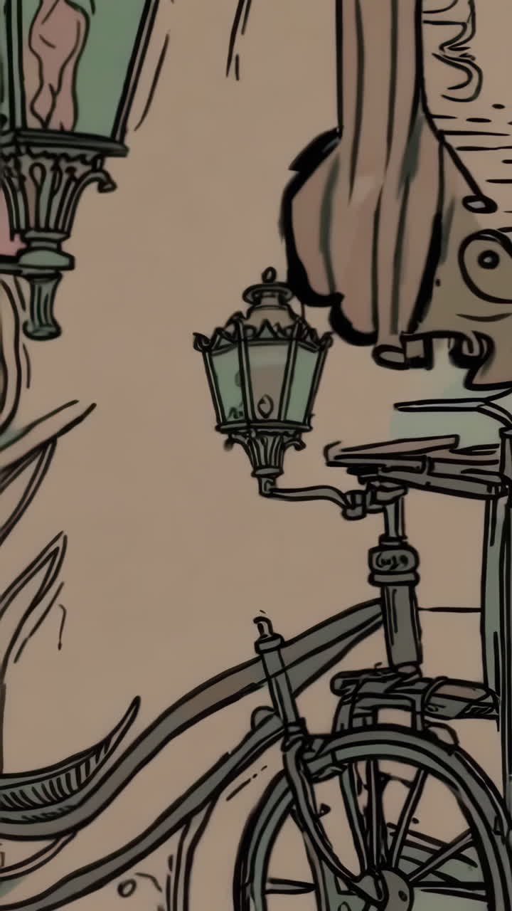 Charming European Town Street Scene with Bicycle