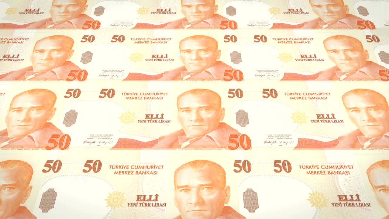 50 터키 리라의 지폐, 현금, 루프