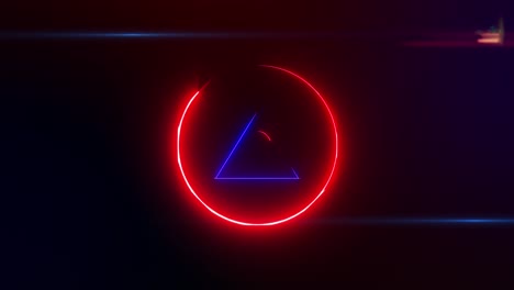 blue ,red neon triangles and circle, abstract background,loop