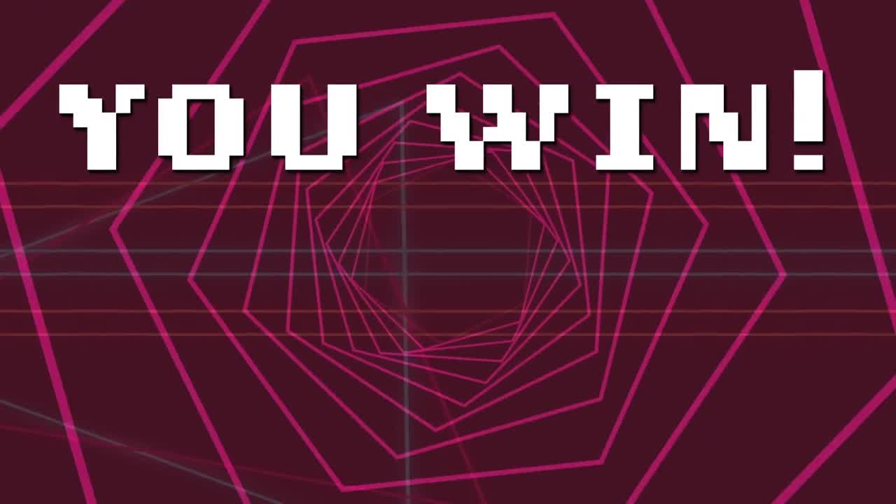 여러분의 애니메이션은 핑크색 모양 위에 텍스트를 이기고 움직입니다.