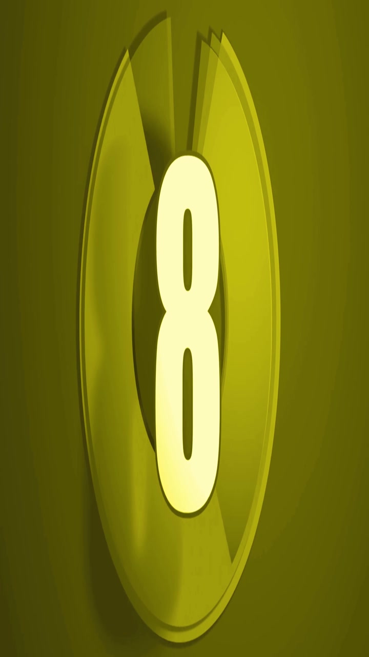 Animated Countdown Timer from Ten to Zero on Olive Green Background