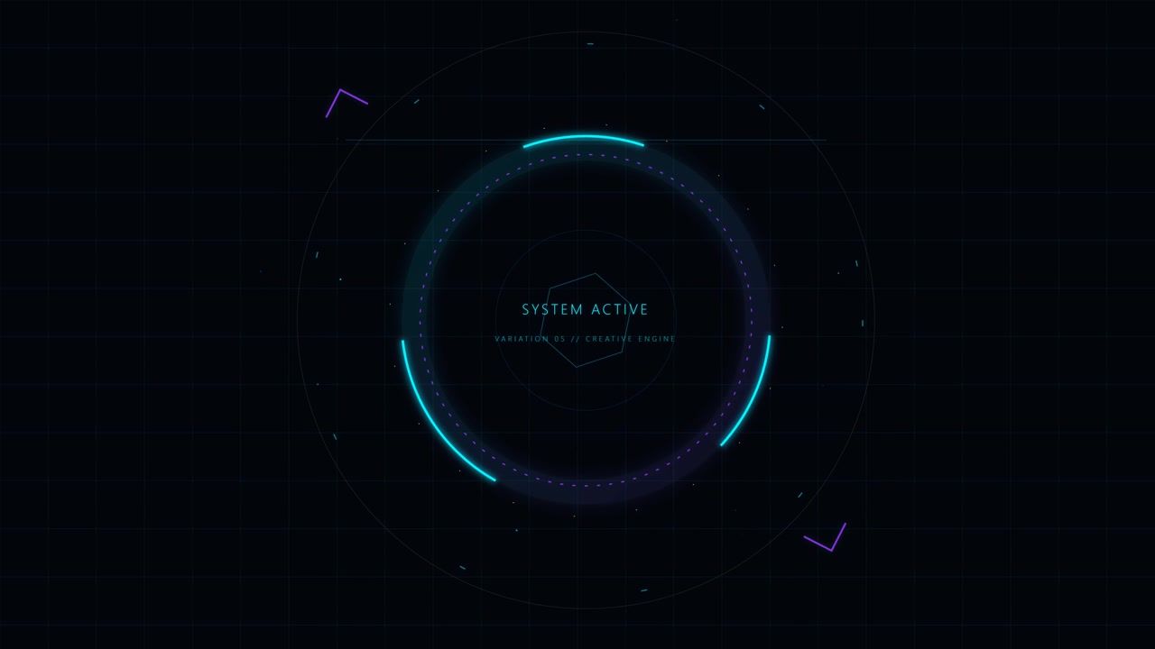 Futuristic Digital Interface Displaying System Active Status
