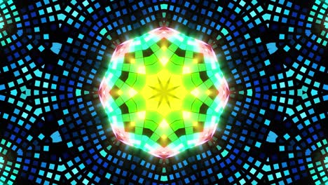 diseño abstracto colorido con estrella en el centro. caleidoscopio vj bucle