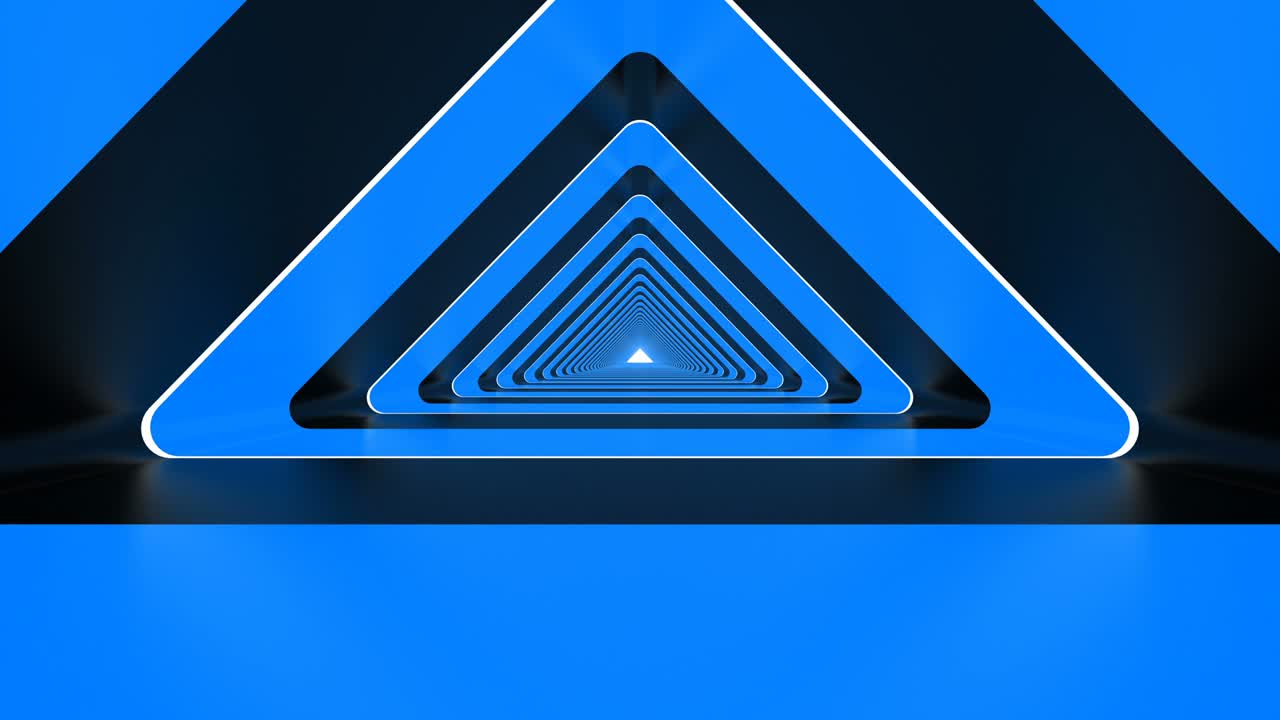 Neon Blue Triangle Looped Abstract Background Hallway