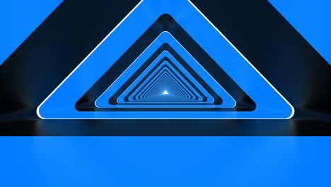 neon blue triangle looped abstract background hallway