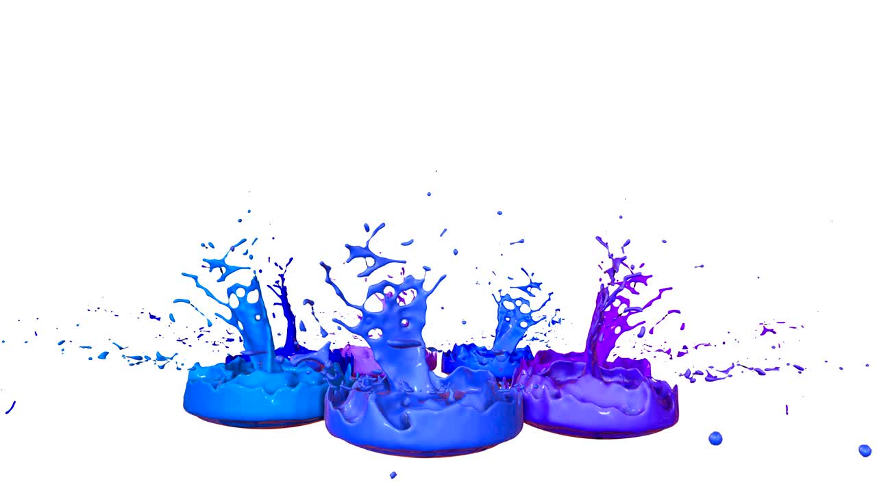 Paints dance with time slowdown on white background. Simulation of 3d splashes of ink on a musical speaker that play music. Splashes as a bright background in ultra high quality 4k. shades of blue 5