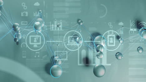 animación del procesamiento de datos a través de una red de conexiones
