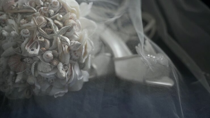 A macro shot of wedding flowers