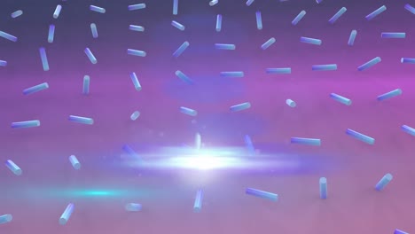 animación de formas azules sobre rastros de luz y manchas en fondo púrpura
