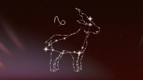 Animation-of-capricorn-star-sign-on-clouds-of-smoke-in-background