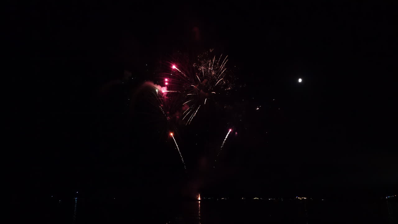 Fireworks on the sky at the Cannes Fireworks Festival at night