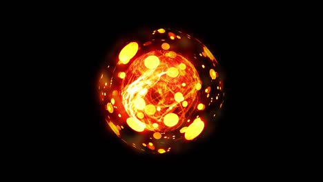 abstract shining particles stars magic dust bokeh fire ball motion background. 4k 3d rendering seamless loop. fire energy fusion sphere ball floating in space. magic crystal ball for fortune telling.