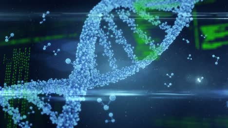 Animation-of-dna-strand-spinning-and-medical-data-processing