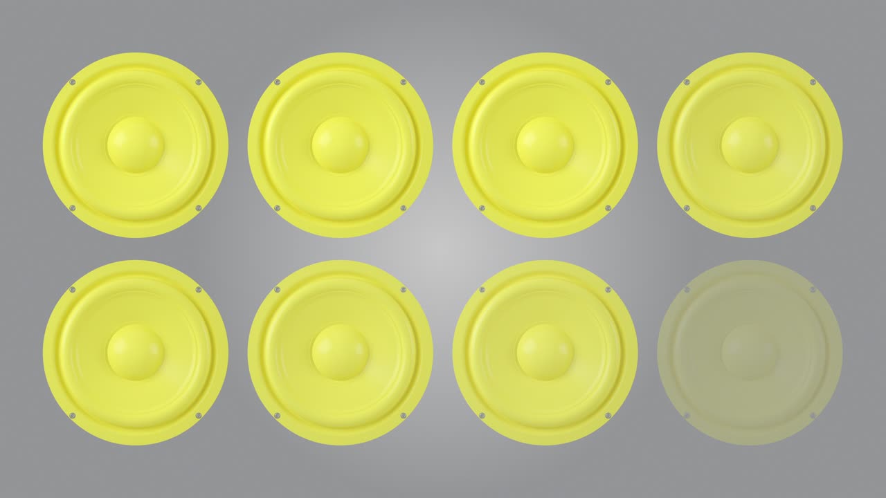 animación de altavoz de audio en bucle abstracto de 4k, fondo de color gris