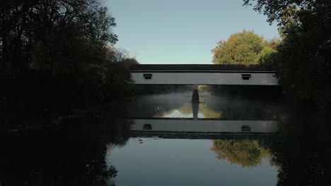 K-Drone-Fly-Under-Historic-Covered-Bridge-Over