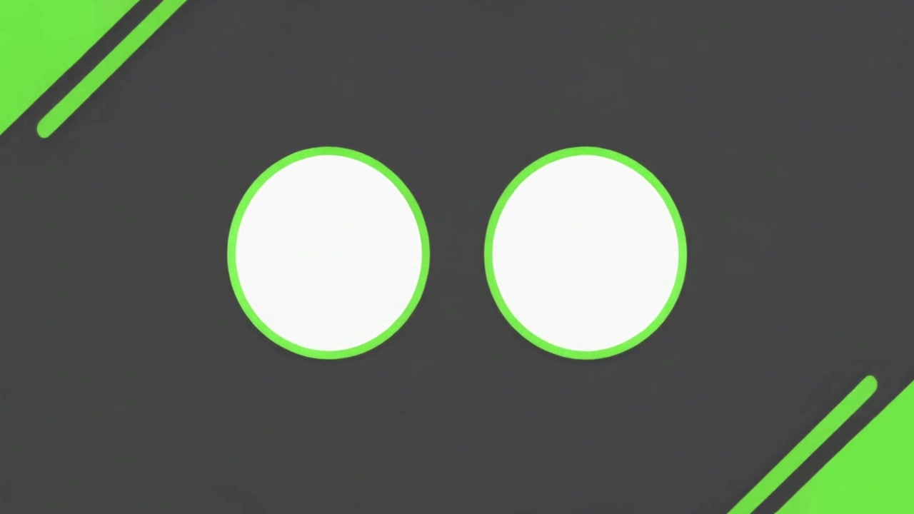 Abstrakte Motion Graphics mit grünen Formen und weißen Kreisen