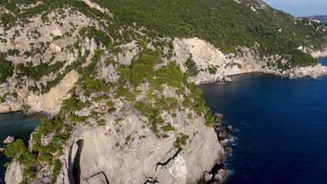 drone view of beautiful beach in corfu greece