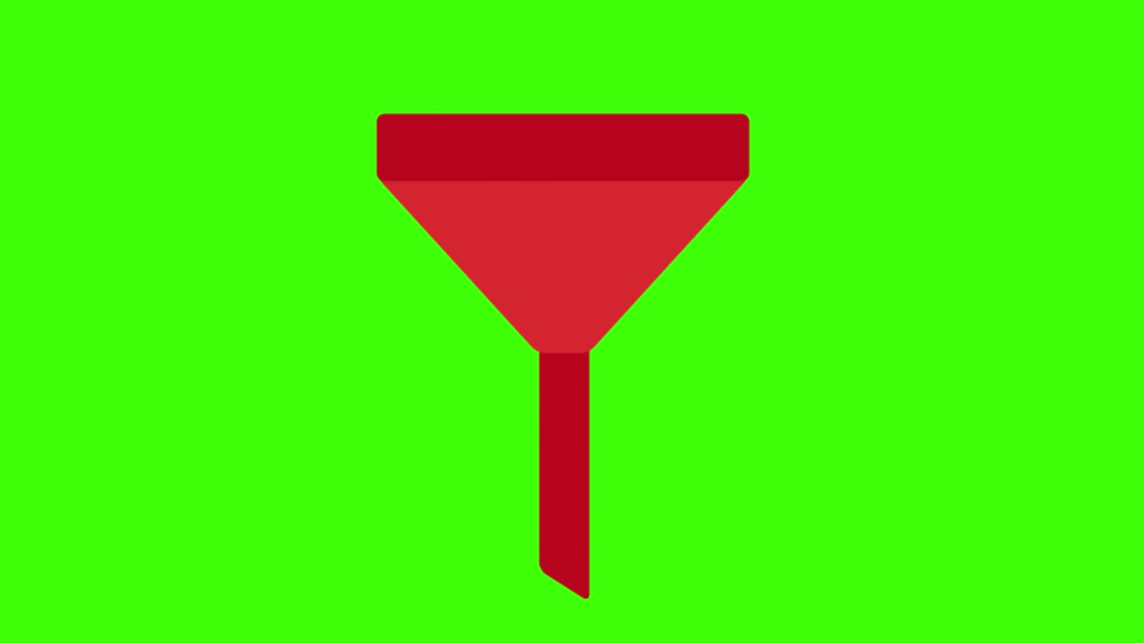 ilustración animada en 2d de un embudo rojo en una pantalla verde