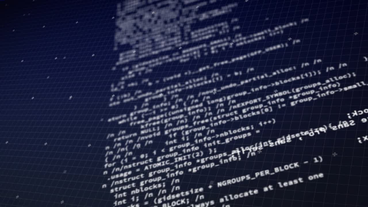 HUD wheel on load, pulsing and rotating while traces lighting and code scrolling showing data